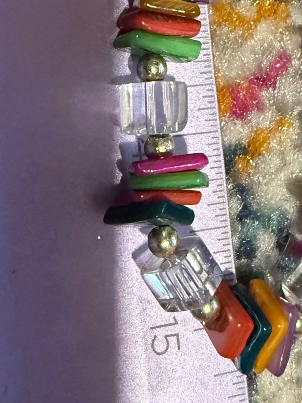 Long Clear Square Bead and Colorful Chip Beaded Necklace - Picture 4 of 9